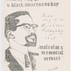 Cover of program for Malcolm X Memorial Service, February 21, 1969