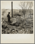 Sando Evanoff, farmer of the cut-over regions, Iron County, Michigan, tending a fire of brushings from the land being cleaned