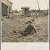 Children resting during recess at a rural school near Tipler, Wisconsin