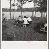 Family picnicking at roadside table on area to be acquired by Resettlement Administration. Allegan project, Michigan