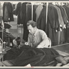 Boris Drasin, president of the workers' Aim Association Inc., works as an operator in the garment factory at a the same wage as the other operators. Hightstown, New Jersey