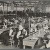 Interior of cooperative garment factory at Jersey Homesteads, showing some of eighty homesteaders at their work and some of the ladies' coats made by them. Hightstown, New Jersey