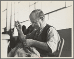 Sam Imber, tailor in cooperative garment factory, Jersey Homesteads, Hightstown, New Jersey