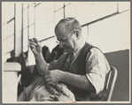 Sam Imber, tailor in cooperative garment factory, Jersey Homesteads, Hightstown, New Jersey