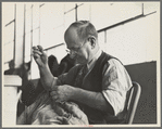 Sam Imber, tailor in cooperative garment factory, Jersey Homesteads, Hightstown, New Jersey