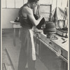 Molding hats in the millinery department of the cooperative garment factory at Jersey Homesteads