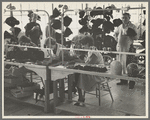 Homesteaders' daughters are employed in the millinery department of the cooperative garment factory at Jersey Homesteads, Hightstown, New Jersey