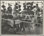 Homesteaders' daughters are employed in the millinery department of the cooperative garment factory at Jersey Homesteads, Hightstown, New Jersey