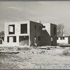 New type of two-story house under construction. Stucco coat has just been applied, Jersey Homesteads, Hightstown