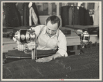 Philip Goldstein, assistant cutter in the cooperative garment factory, Jersey Homesteads, Hightstown, New Jersey