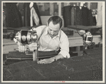 Philip Goldstein, assistant cutter in the cooperative garment factory, Jersey Homesteads, Hightstown, New Jersey