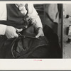 Tailor cutting cloth, Jersey Homesteads factory, Hightstown, New Jersey