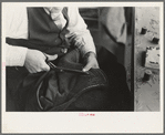 Tailor cutting cloth, Jersey Homesteads factory, Hightstown, New Jersey