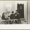 Visiting rabbi teaching the Orthodox religion to children at Jersey Homesteads, New Jersey
