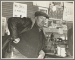 Type of stock farmer at weighing-in room, stockyards, Aledo, Illinois