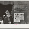 Farmers in front of lunch shed, country auction, Aledo, Mercer County, Illinois