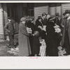 A group of flood refugees on the streets of McLeansboro, Illinois