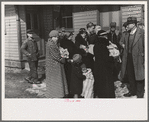 A group of flood refugees on the streets of McLeansboro, Illinois