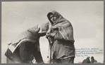 Levee worker during the flood, on a raw day with a thirty-mile wind. These men are very cold and almost exhausted from constant work. Birds Point, Missouri