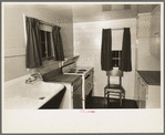 Sink, refrigerator and stove in the kitchen of the model house at Greendale, Wisconsin