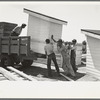 Southeast Missouri Farms Project. Loading completed privy houses on truck for delivery to site