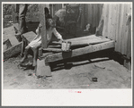 Detail of front porch of sharecropper cabin, Southeast Missouri Farms