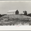 Barn on a hummock in Bird's Point, New Madrid Fuse Plug Levee District. Elevation is artificially made so as to be above flood level