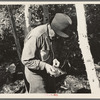 William Besson with a dip needle, near Winton, Minnesota