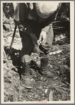 William Besson using a dip needle, near Winton, Minnesota