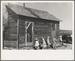 Children in front of Olaf Fugelberg's farmhouse. Williams County, North Dakota