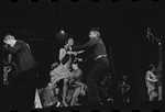 Jack Gilford [left], Jill Haworth [center] and ensemble in the stage production Cabaret