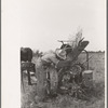 Member of Lake Dick Cooperative Association repairing mowing machine, Arkansas