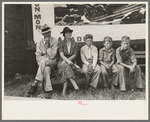 Family waiting for parade, National Rice Festival, Crowley, Louisiana
