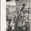 Bass viol player, Cajun band contest, National Rice Festival, Crowley, Louisiana