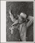 Farmer at National Rice Festival taking a rest, Crowley, Louisiana
