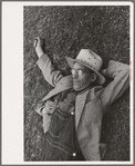 Farmer at National Rice Festival taking a rest, Crowley, Louisiana