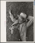 Farmer at National Rice Festival taking a rest, Crowley, Louisiana