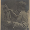 Piccirilli working on sculpture of mailman