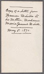 Letter to Maria Gansevoort Melville