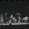Joe E. Marks, Stephanie Hill [center] and ensemble in the stage production Flora, the Red Menace