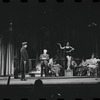 Joe E. Marks, Stephanie Hill [center] and ensemble in the stage production Flora, the Red Menace