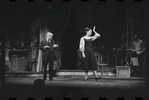 Joe E. Marks and Stephanie Hill in the stage production Flora, the Red Menace