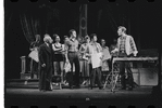 Joe E. Marks [left] James Cresson [right] and ensemble in the stage production Flora, the Red Menace