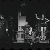 Joe E. Marks [left] Stephanie Hill [center] and ensemble in the stage production Flora, the Red