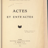 Actes et entr'actes 