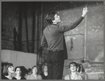 Raul Julia, Karen Akers and unidentified others  in rehearsal for the stage production Nine