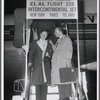 Producers Robert E. Griffith and Harold Prince boarding El Al flight