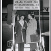 Producers Robert E. Griffith and Harold Prince boarding El Al flight