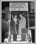 Producers Robert E. Griffith and Harold Prince boarding El Al flight