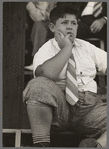 Young boy, spectator at ceremonies, state fair, Donaldsonville, Louisiana